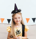 Edoneery Halloween Witch Hat Headband with Veil Feathers Purple for Women by Deal US