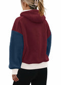 Panadila Womens Fuzzy Fleece Zip Up Oversized Hoodie Burgundy Navy Combo Size M by Deal US