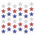 hhdatc 4th of July Hollow Out Star Banner Red Silver Blue Paper Decor by Deal US