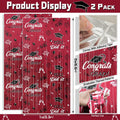 Pedel 2025 Graduation Foil Fringe Curtains 2 Pack 3.2x6.5ft Maroon Black by Deal US