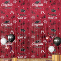 Pedel 2025 Graduation Foil Fringe Curtains 2 Pack 3.2x6.5ft Maroon Black by Deal US