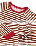 Misyula Style Plus Size Striped Color Block Sweatshirt Red Brown Size XL by Deal US