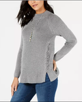 Style & Co Petite Lace-up Sweater by Vanessa Jane