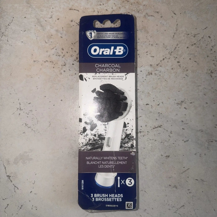 Oral-B Charcoal Infused Replacement Tooth Brush 3 Heads Whitening GENUINE NEW by Price Is Right Miami