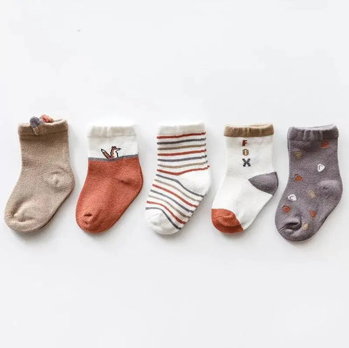 Organic Cotton Fox Socks for Toddlers | 5-Pack Kids’ Fun Socks | Fox by ozznekshoes