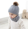 Organic Cotton Kids Beanie & Scarf Set | Chunky Knit Pom Pom Winter Set by ozznekshoes