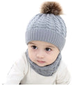 Organic Cotton Kids Beanie & Scarf Set | Chunky Knit Pom Pom Winter Set by ozznekshoes
