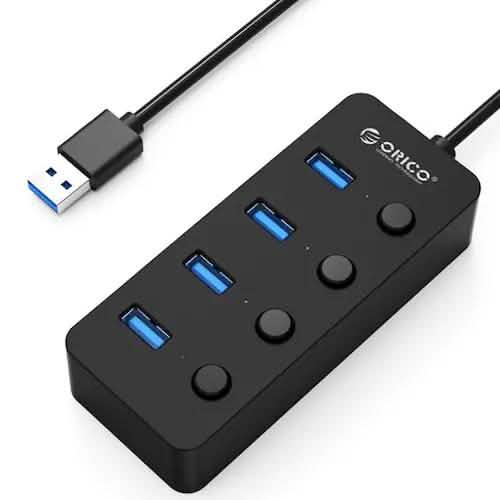 ORICO Splitter 4-Port USB 3.0 Faceup Design Hub by DailySale