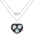 Genuine Blue Topaz and Black Spinel Heart Pendant by Fine Color Jewels