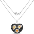 Genuine Citrine and Black Spinel Heart Necklace by Fine Color Jewels