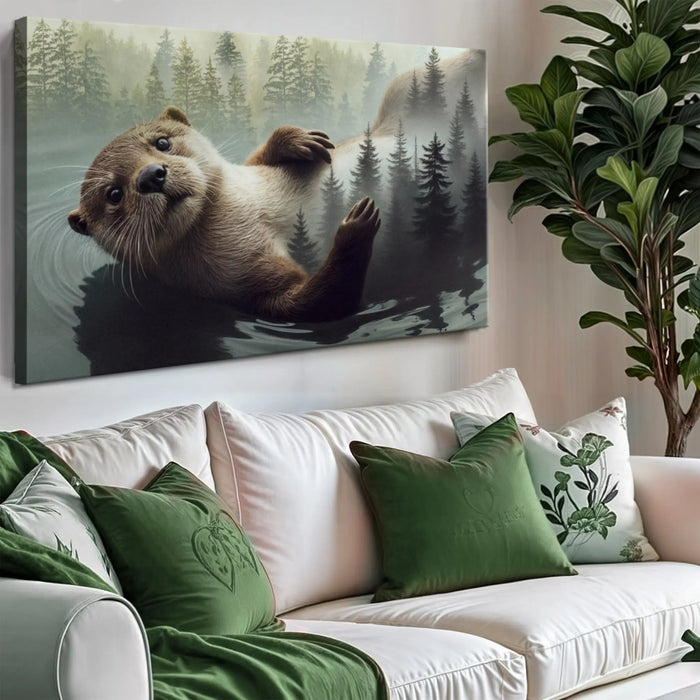 Otter Double Exposure Wall Art by Tailored Canvases