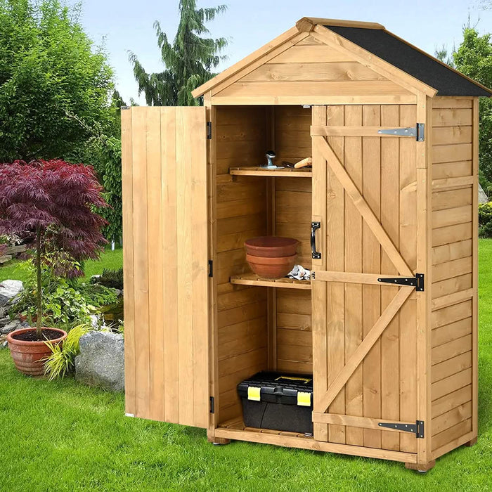 Outdoor Wood Tilt Storage Shed Tool Organizer with Waterproof Asphalt Roof by DailySale