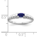 Oval Blue Sapphire Prong 14k White Gold East-West Solitaire Ring by Fine Color Jewels