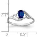 Oval Blue Sapphire Prong 14K White Gold Solitaire Bypass Ring by Fine Color Jewels