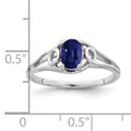 Oval Blue Sapphire Prong 14K White Gold Solitaire Swirl Band Ring by Fine Color Jewels