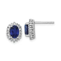 Oval Blue Sapphire Studs Halo Earrings by Fine Color Jewels