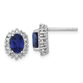 Oval Blue Sapphire Studs Halo Earrings by Fine Color Jewels