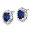 Oval Blue Sapphire Studs Halo Earrings by Fine Color Jewels