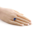 Oval Cut Tri Stone Blue Topaz Ring - Assorted Sizes by DailySale