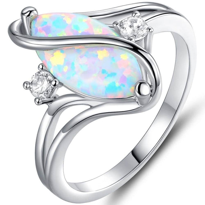 Oval-Cut White Fire Opal and Cubic Zirconia S Ring - Size: 10 by DailySale