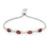 Oval Deep Red Garnet Prong Two-Tone Gold Plated Silver Infinity Bolo Adjustable Bracelet