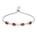 Oval Deep Red Garnet Prong Two-Tone Gold Plated Silver Infinity Bolo Adjustable Bracelet by Fine Color Jewels