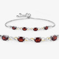 Oval Deep Red Garnet Prong Two-Tone Gold Plated Silver Infinity Bolo Adjustable Bracelet by Fine Color Jewels