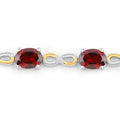 Oval Deep Red Garnet Prong Two-Tone Gold Plated Silver Infinity Bolo Adjustable Bracelet by Fine Color Jewels