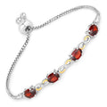 Oval Deep Red Garnet Prong Two-Tone Gold Plated Silver Infinity Bolo Adjustable Bracelet by Fine Color Jewels
