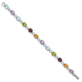 Oval Genuine Multi Stone Silver Bracelet by Fine Color Jewels
