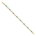 Oval Green Emerald & Diamond Prong 14K Yellow Gold Infinity Link Bracelet by Fine Color Jewels