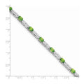 Oval Green Peridot Prong Rhodium Plated Sterling Silver Bar Link Bracelet by Fine Color Jewels