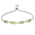 Oval Green Peridot Prong Two-Tone Gold Plated Silver Infinity Bolo Adjustable Bracelet by Fine Color Jewels