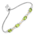 Oval Green Peridot Prong Two-Tone Gold Plated Silver Infinity Bolo Adjustable Bracelet by Fine Color Jewels