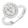 Oval Lab Diamond Prong Platinum Bridal Floral Halo Ring