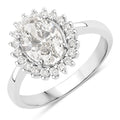 Oval Lab Diamond Prong Platinum Bridal Floral Halo Ring by Fine Color Jewels