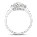 Oval Lab Diamond Prong Platinum Bridal Floral Halo Ring by Fine Color Jewels