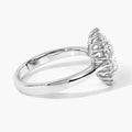 Oval Lab Diamond Prong Platinum Bridal Floral Halo Ring by Fine Color Jewels