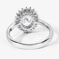 Oval Lab Diamond Prong Platinum Bridal Floral Halo Ring by Fine Color Jewels