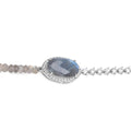 Oval Labradorite Prong Silver Asymmetrical Faceted Bead Tennis Chain Bracelet by Fine Color Jewels