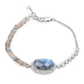 Oval Labradorite Prong Silver Asymmetrical Faceted Bead Tennis Chain Bracelet by Fine Color Jewels