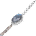 Oval Labradorite Prong Silver Asymmetrical Faceted Bead Tennis Chain Bracelet by Fine Color Jewels