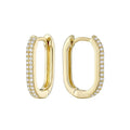 Oval Natural Diamond Paper-Clip Loop Earring 14k Gold by Fine Color Jewels