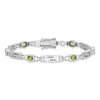 Oval Olive Green Peridot Bezel Sterling Silver Greek Key Link Bracelet
