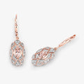 Oval Pink Morganite Bezel 18K Rose Gold Plated Silver Lever Back Dangle Earrings by Fine Color Jewels