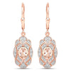 Oval Pink Morganite Bezel 18K Rose Gold Plated Silver Lever Back Dangle Earrings