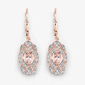 Oval Pink Morganite Bezel 18K Rose Gold Plated Silver Lever Back Dangle Earrings by Fine Color Jewels