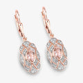 Oval Pink Morganite Bezel 18K Rose Gold Plated Silver Lever Back Dangle Earrings by Fine Color Jewels