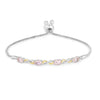 Oval Pink Morganite Prong Silver Infinity Bolo Adjustable Bracelet