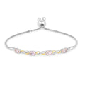 Oval Pink Morganite Prong Silver Infinity Bolo Adjustable Bracelet by Fine Color Jewels
